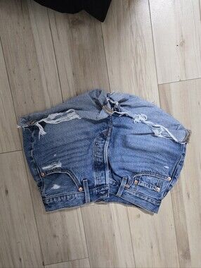 Levi's 501 Light Blue Distressed Denim Cutoff Shorts